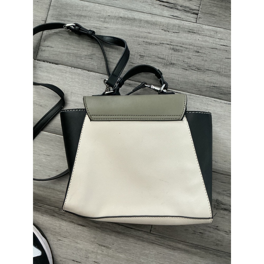 Nine West Colorblock Crossbody Bag Cream Olive Green Black Top Handle Satchel - Picture 3 of 5